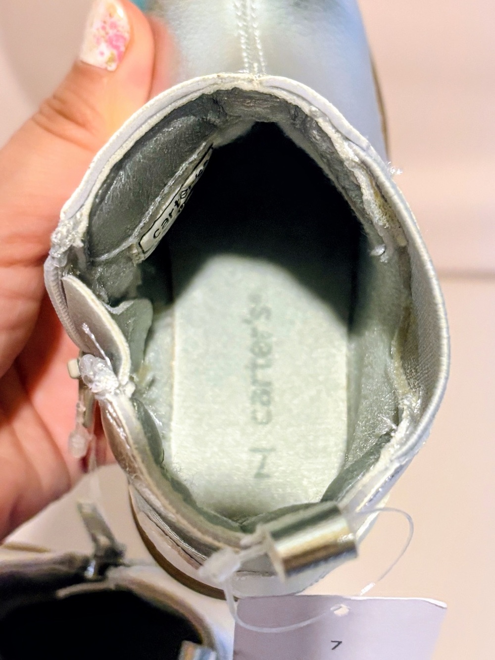 Carter’s Silver Metallic Ankle Boots - Girls Toddler - Picture 5 of 7